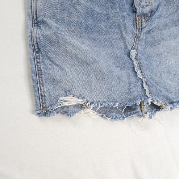 We The Free Light Wash Denim Raw Hem Cut Off Mini Skirt - Picture 4 of 8